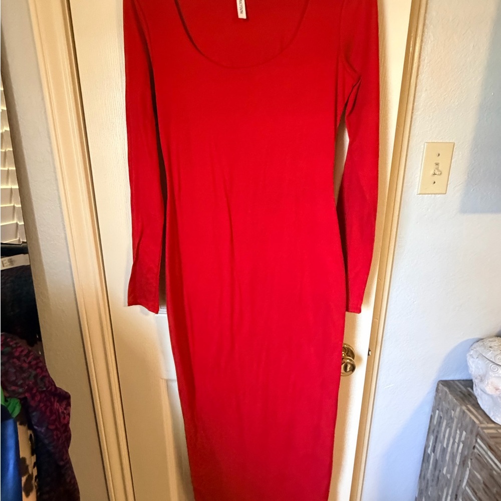 La Seduction Long Sleeve Red Bodycon Dress